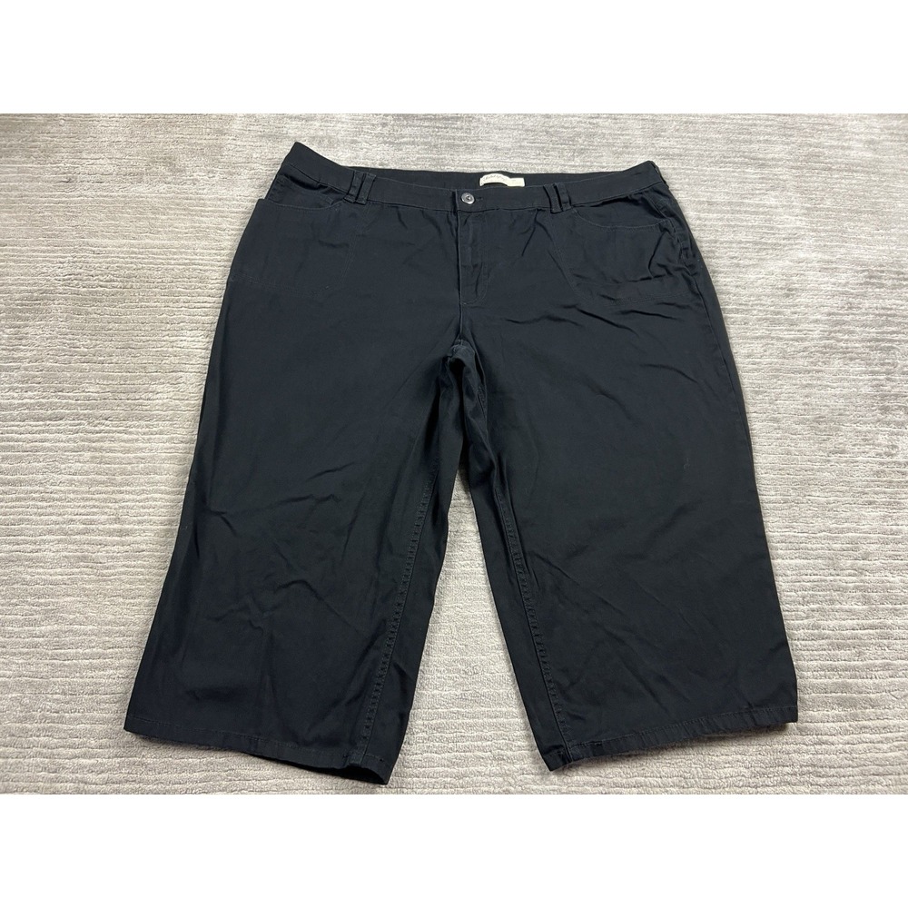 Faded Glory Capri Pants Womens 24W Black Soot FGW24861TW Stretch Cotton Casual